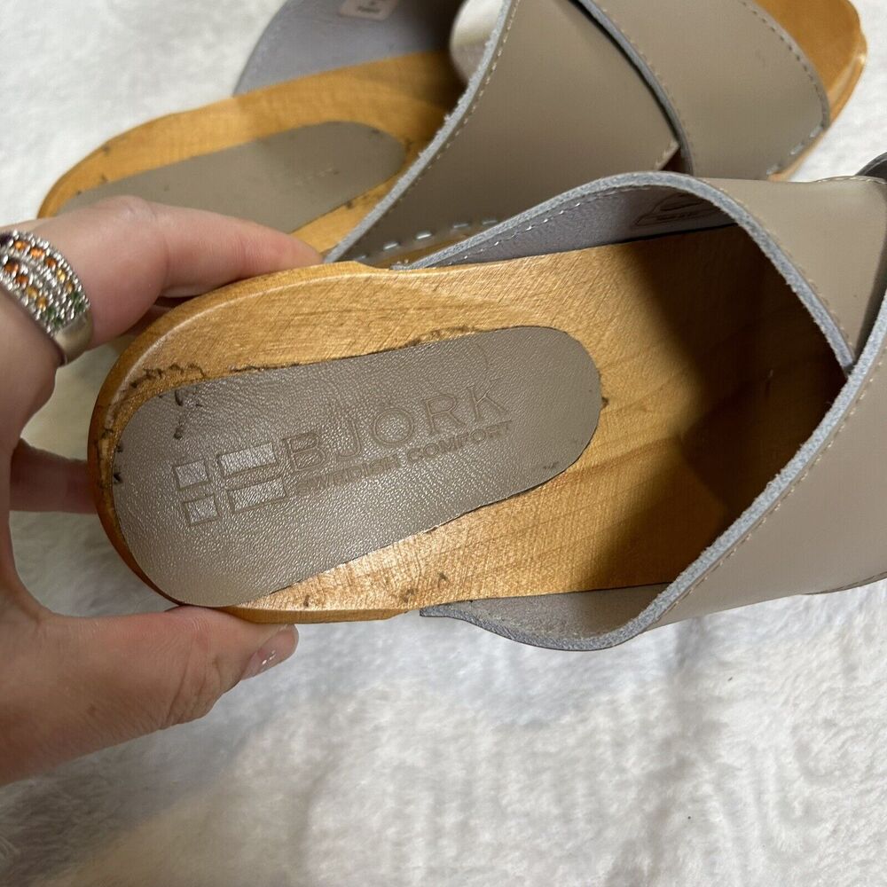 Bjork Swedish Comfort Sandals Shoes Beige Leather Upper size EU 37 US 6.5 - Picture 3 of 4
